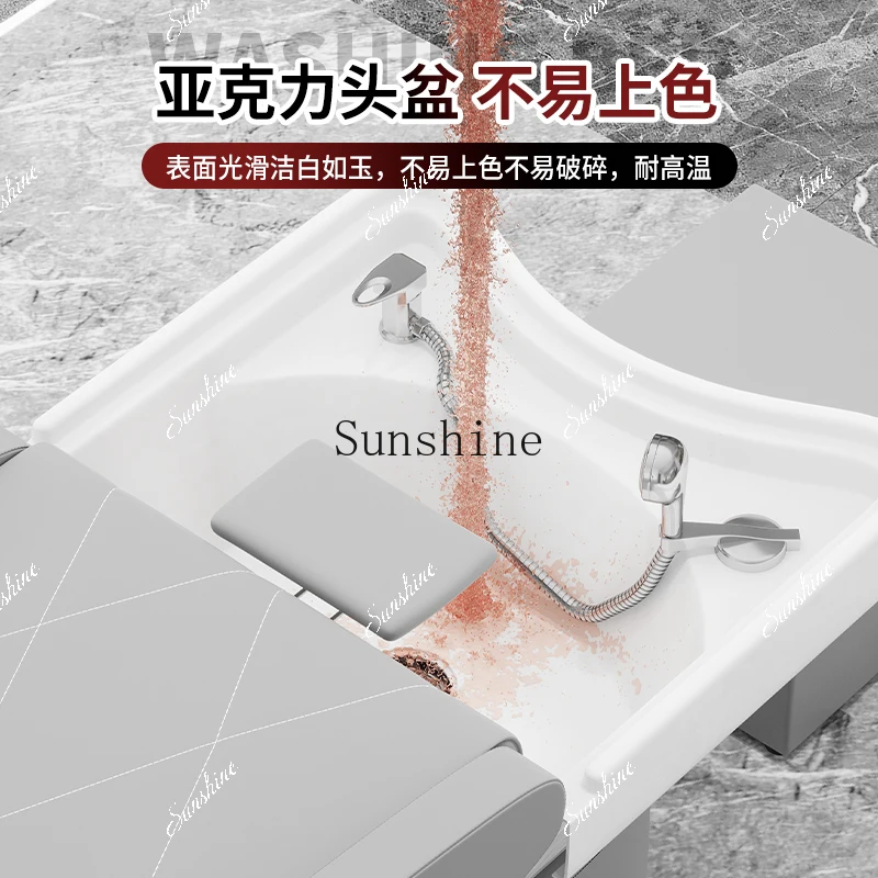 Barber shop head treatment special semi-lying flush bed water circulation head treatment bed with fumigation  FT