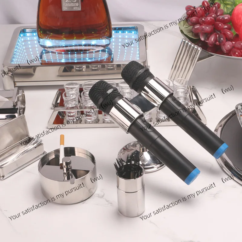 High-end KTV microphone stand collection stainless steel microphone stand nightclub table setting supplies microphone holder
