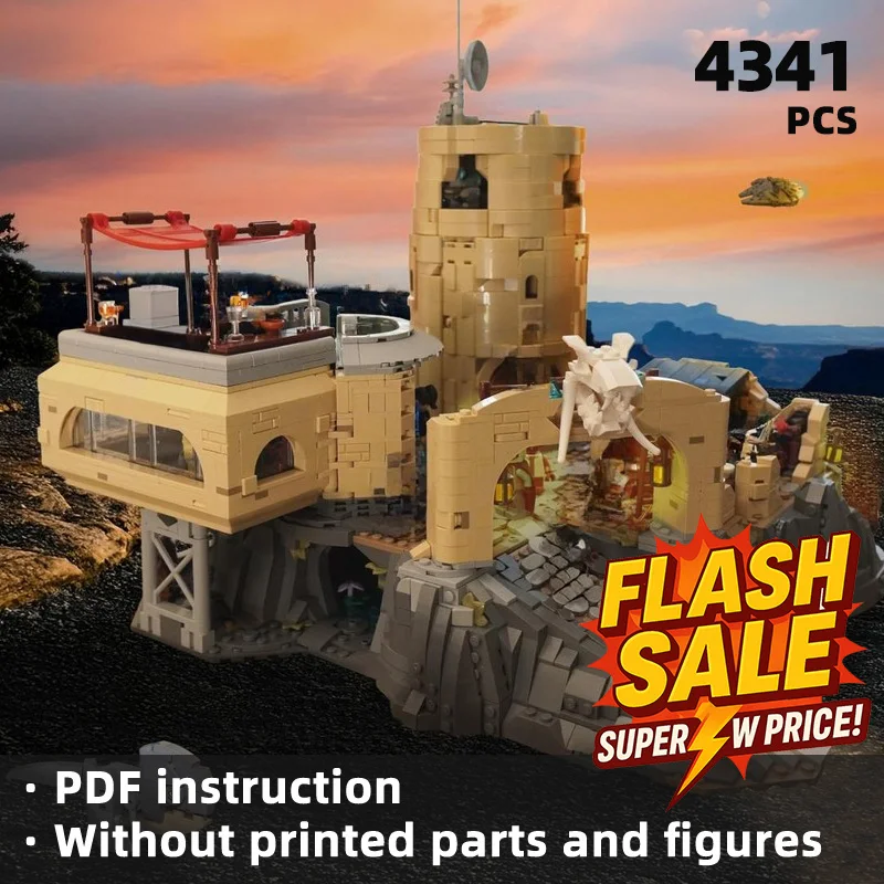 Star movie Survival base scene building blocks: open-air platform watchtower background desert landscape scene