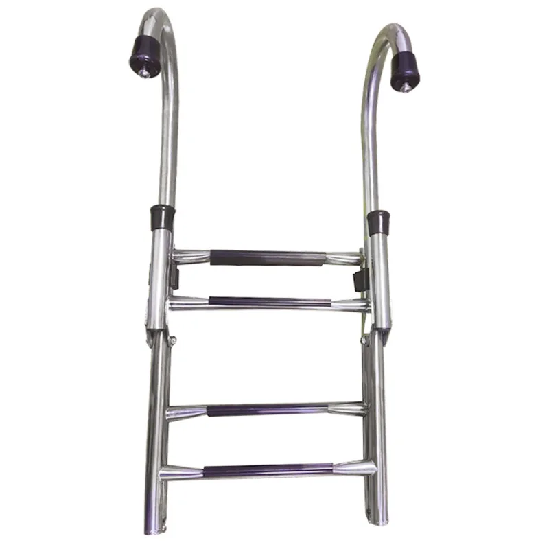ISURE MARINRE Stainless Steel Folding Ladder 2+2/2+3 Curved Telescopic Folding Boarding Ladder Marine Accessories for Ships