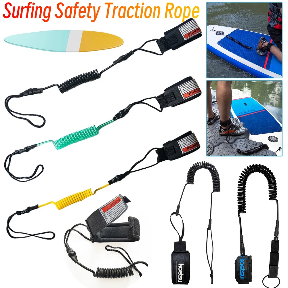 Sup Board Foot Leg Rope Surf Sup Ankle Safety Leash Adjustable Coiled Bodyboard Leash SUP Spring Wrist Strap Surfing Rope