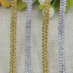 5m/16.4ft Each Pack Gold Silver Silk Lace trims Weaving Edge centipede Festive Decorations Handmade DIY sewing Crafts ribbons