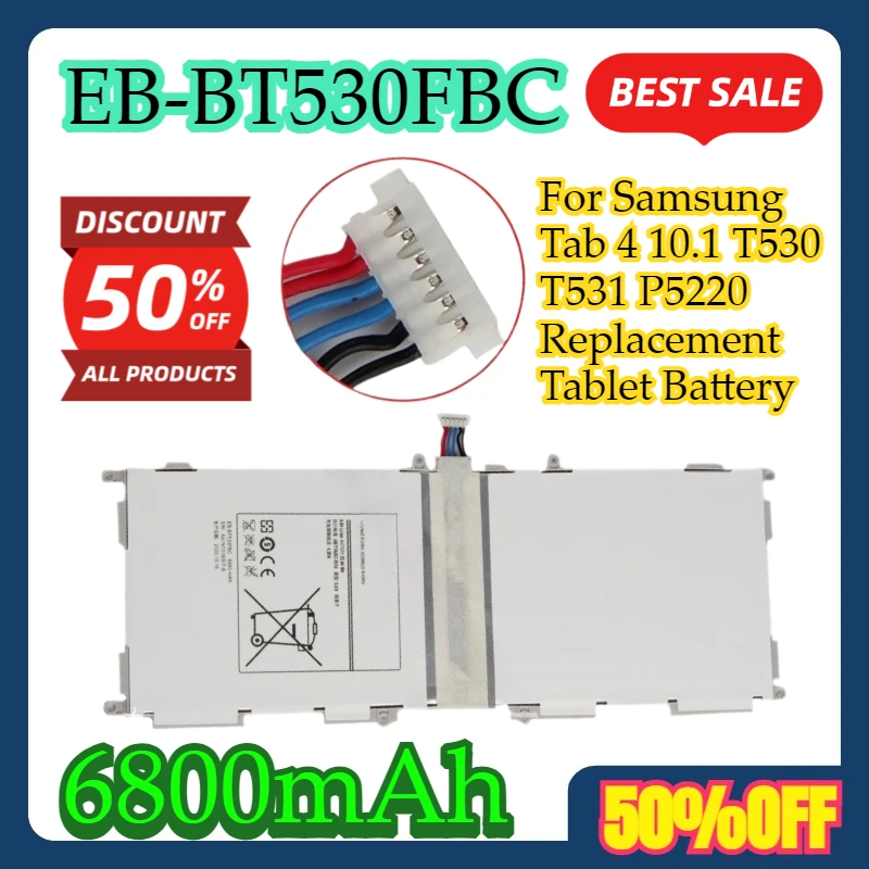 

For Samsung Tab 4 10.1 T530 T531 P5220 Replacement EB-BT530FBC Tablet Battery 6800mAh