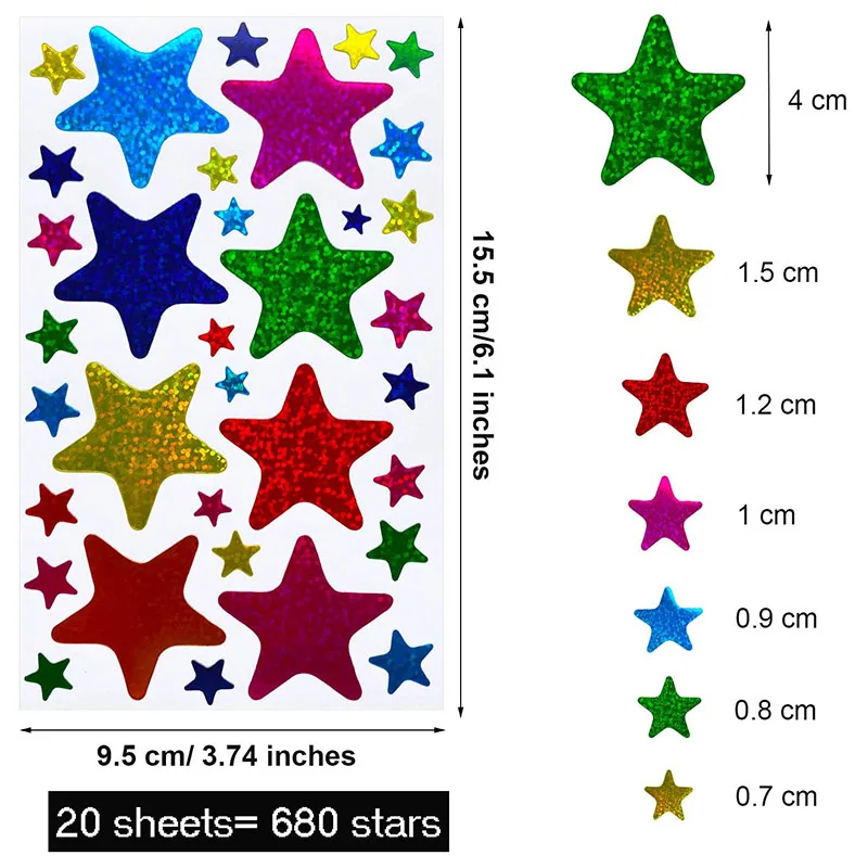 6/60Sheets Children\'s Stickers&Star Stickers School Reward Behavior Chart Children\'s Handmade Clip Art Decoration