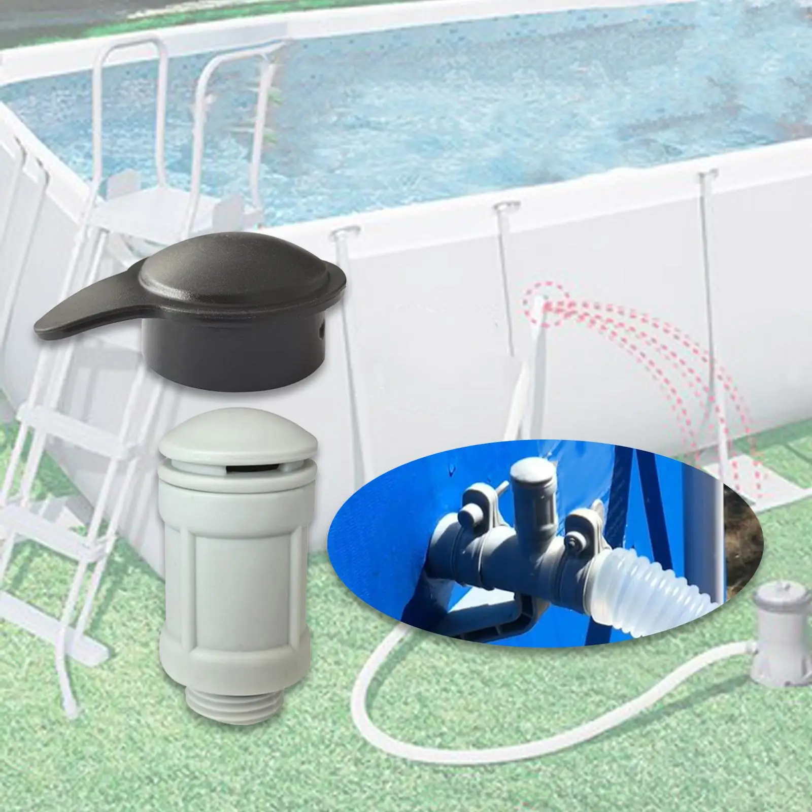 에어 제트 밸브 캡은 설치가 쉽고 어댑터를 직접 대체할 수 있습니다. 뒷마당 마당 가정 수영장 유지 관리를 위한 경량 예비 부품입니다.