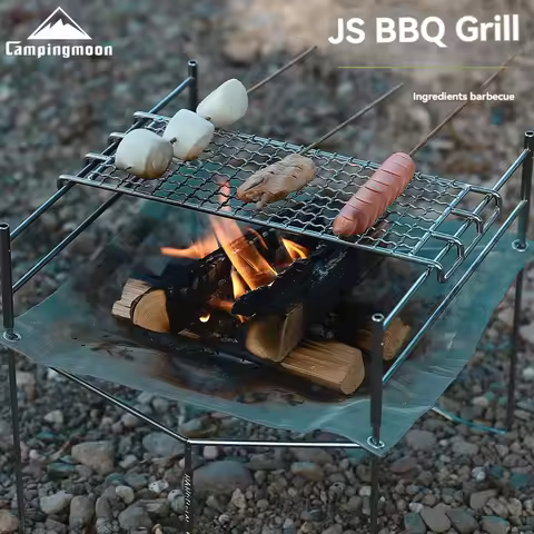 CAMPINGMOON Outdoor Travel Camping Stainless Steel Large, Medium and Small J Series Square Grid Barbecue Net