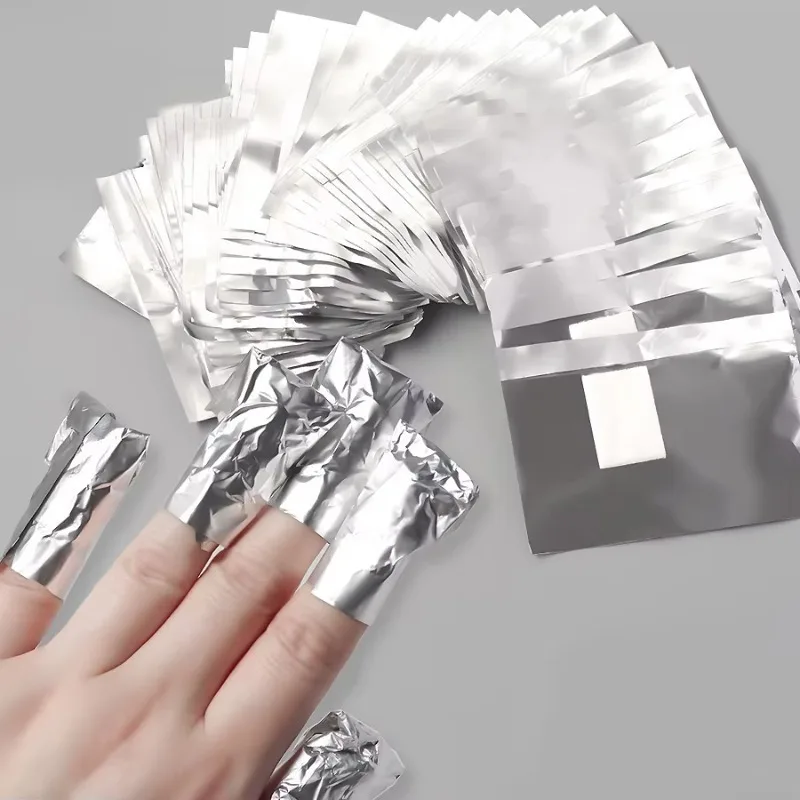 100Pcs Pack Aluminum Foil Nail Art Polish Dissolve Nail Cleansing Wraps Pad Gel Cleaner Manicure Supply