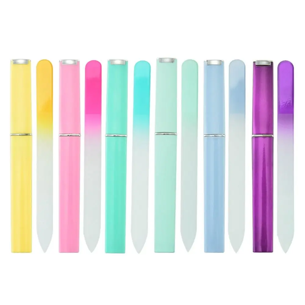 Sandblasted Colored Crystal Glass Nail File Buffer Polished Two-color Gradient Crystal File Multifunction Durable Manicure Tools