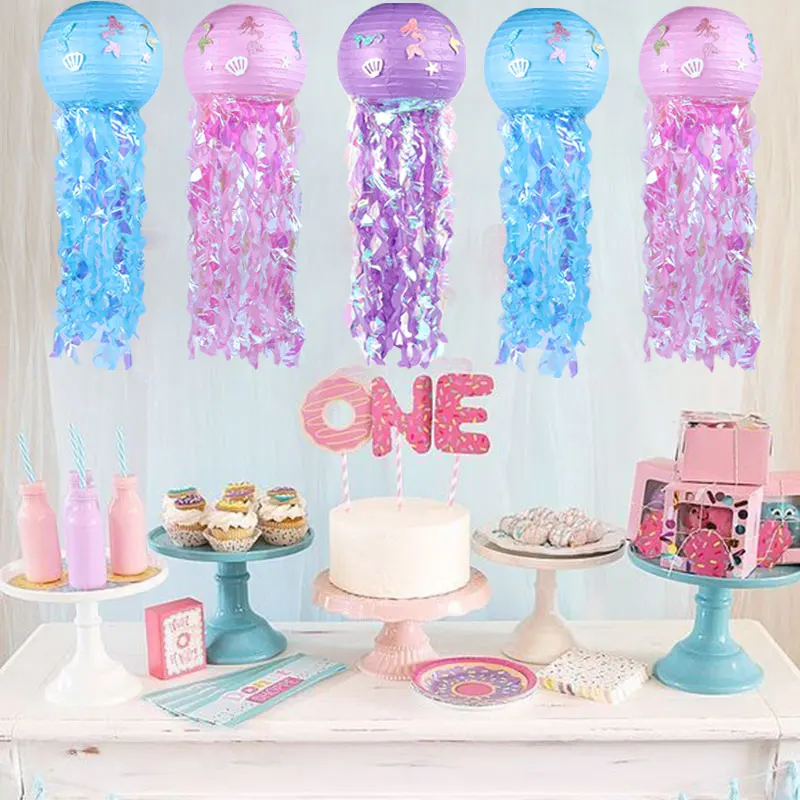 Mermaid Jelly Fish Paper Lanterns Little Mermaid Party Hanging Lantern Under The Sea Party Girl Birthday Party Baby Shower Decor