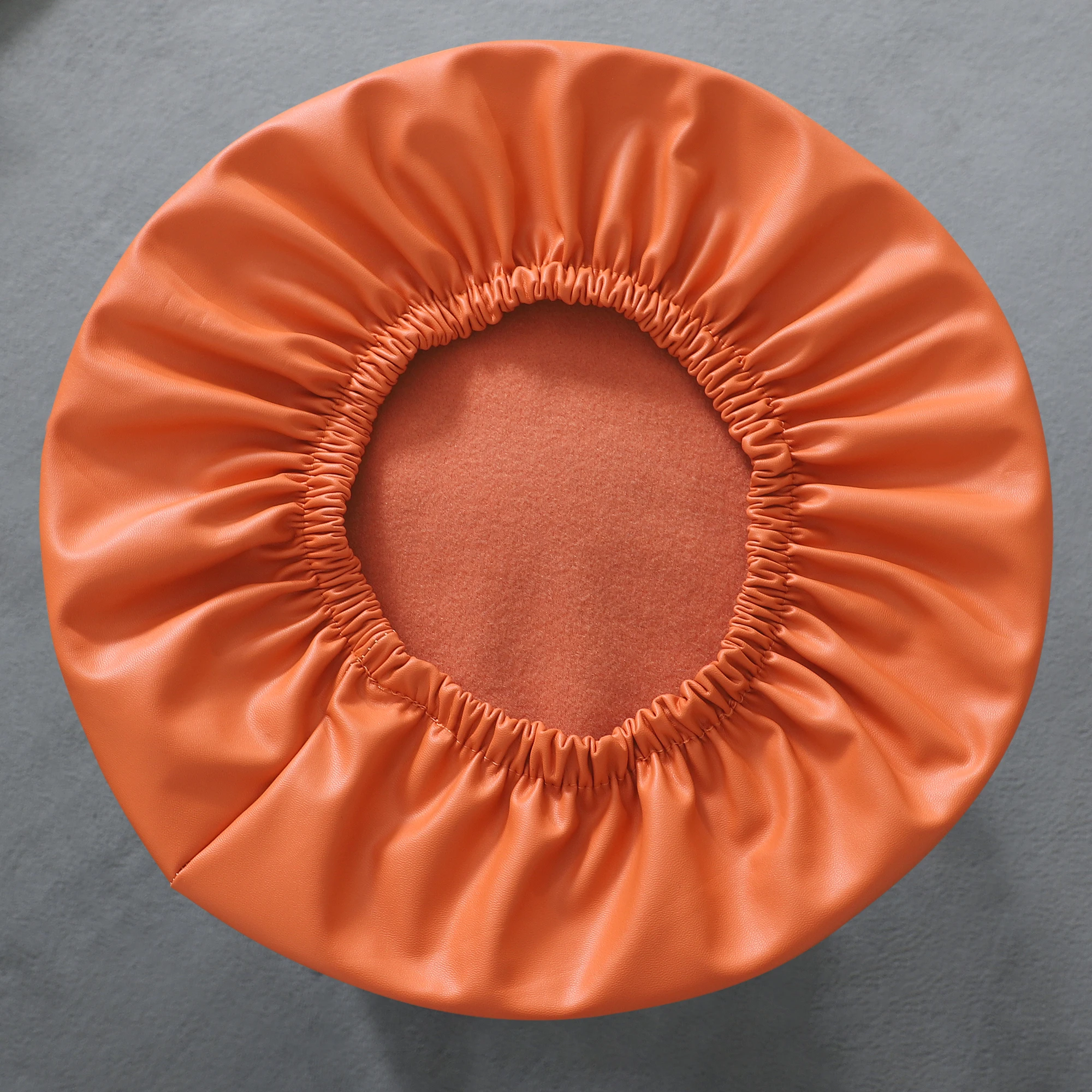 Funda redonda de cuero PU impermeable para silla giratoria, cubierta de cojín de asiento con bandas elásticas, todo incluido, taburete de Bar
