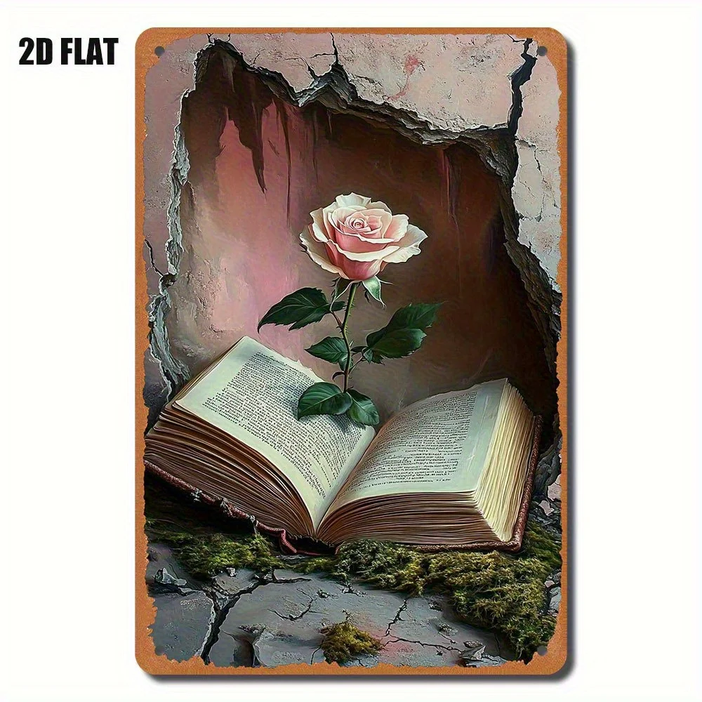 

Open Book 2D Literary Bloom Iron Painting Set 11pcs Wall Art Decor Metal Sheet Plaque for Home Office