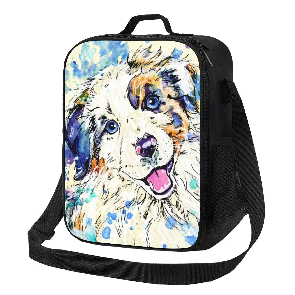 Australian Shepherd Dog Portable Lunch Box Leakproof Collie Puppy Thermal Cooler Food Insulated Lunch Bag School Children