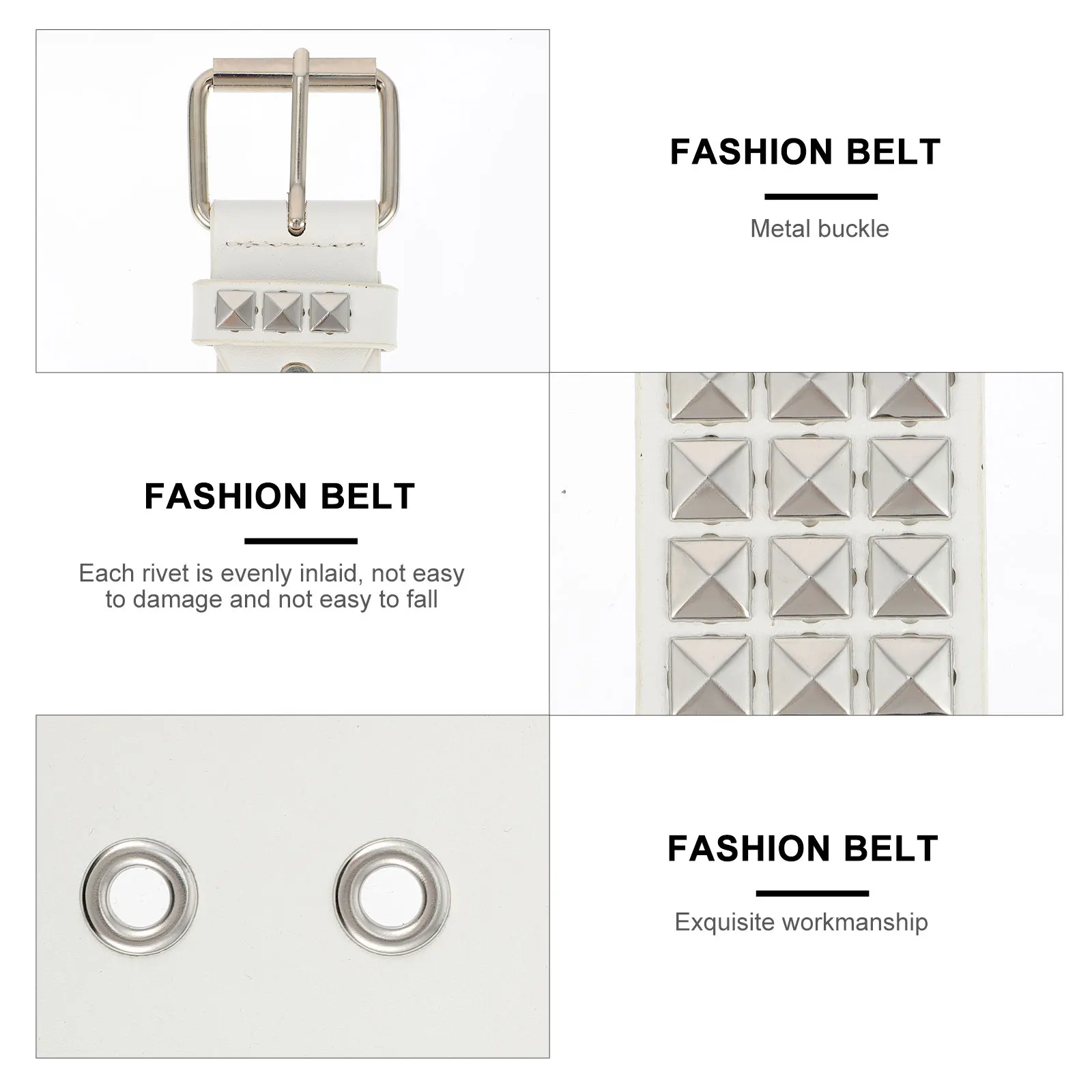 

1pc Rivet Belt Durable Ratchet Decorative Waistband Alloy PU Non Fading Lightweight Easy to Carry Suitable for Daily