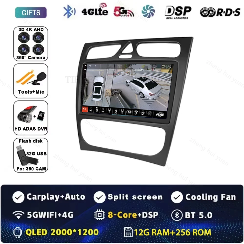 Android 16 8-Kern Autoradio für Mercedes Benz C-Klasse CLK-Klasse W203 W209 W168 W209 Navi GPS 2din Android Auto CarPlay Monitor 36