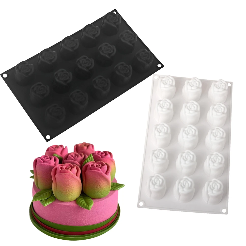 

Rose Bud or Vortex Rose Design Silicone Cake Moulds Valentine's Day Flower Mousse Cake Mold Chocolate Mold Dessert Baking Tools
