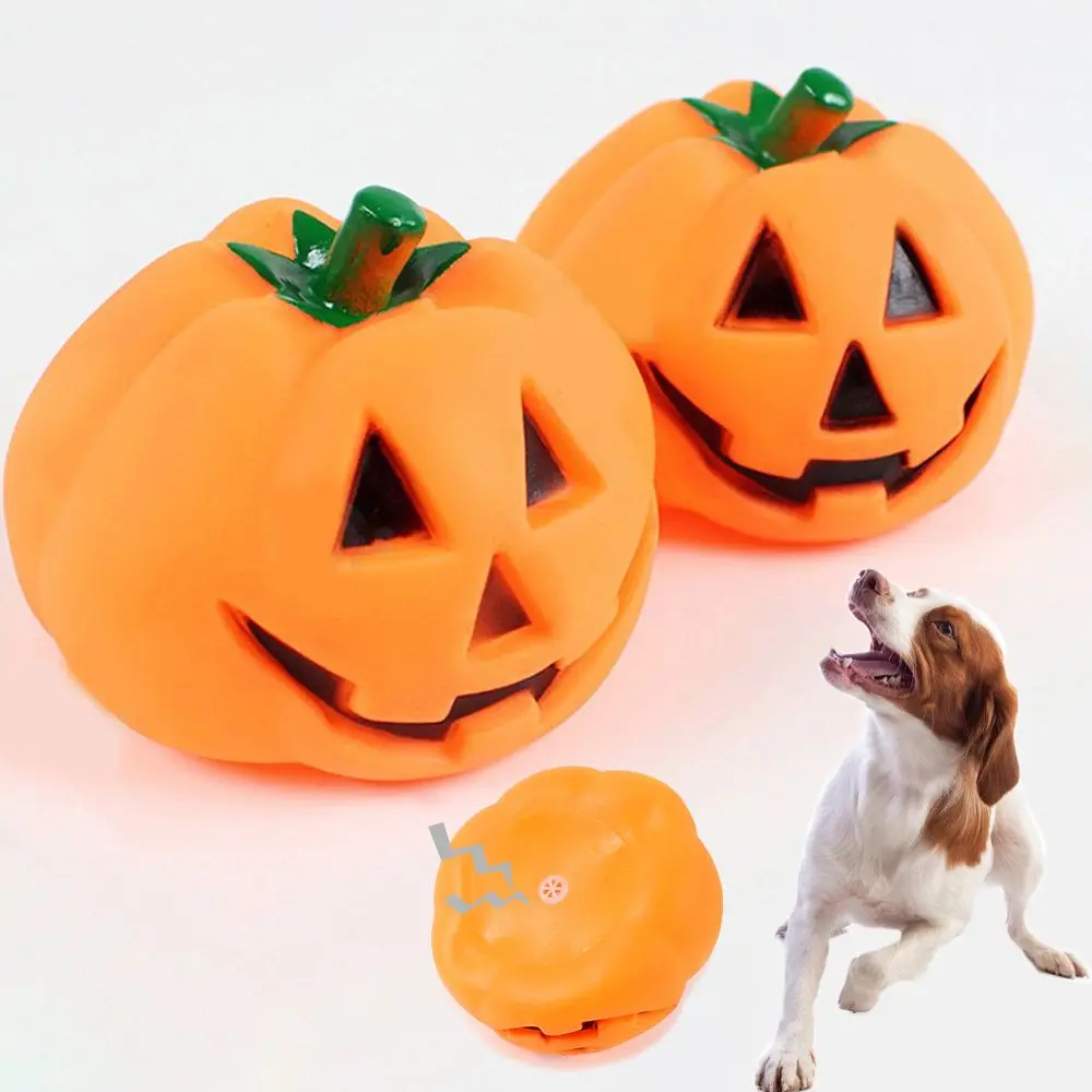 

Durable Puppy Products Halloween Dog Toys Bite Resistance Pumpkin Puppy Squeak Orange Rubber Squeak Chew Toys