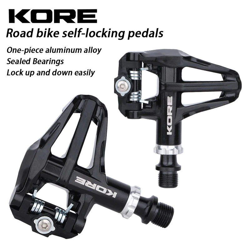 KORE Road Bike Self-locking Pedals Ultralight Aluminum Alloy 2 Sealed Bearing Bicycle Pedal KEO Pedals 9 degree cleat Bike Part