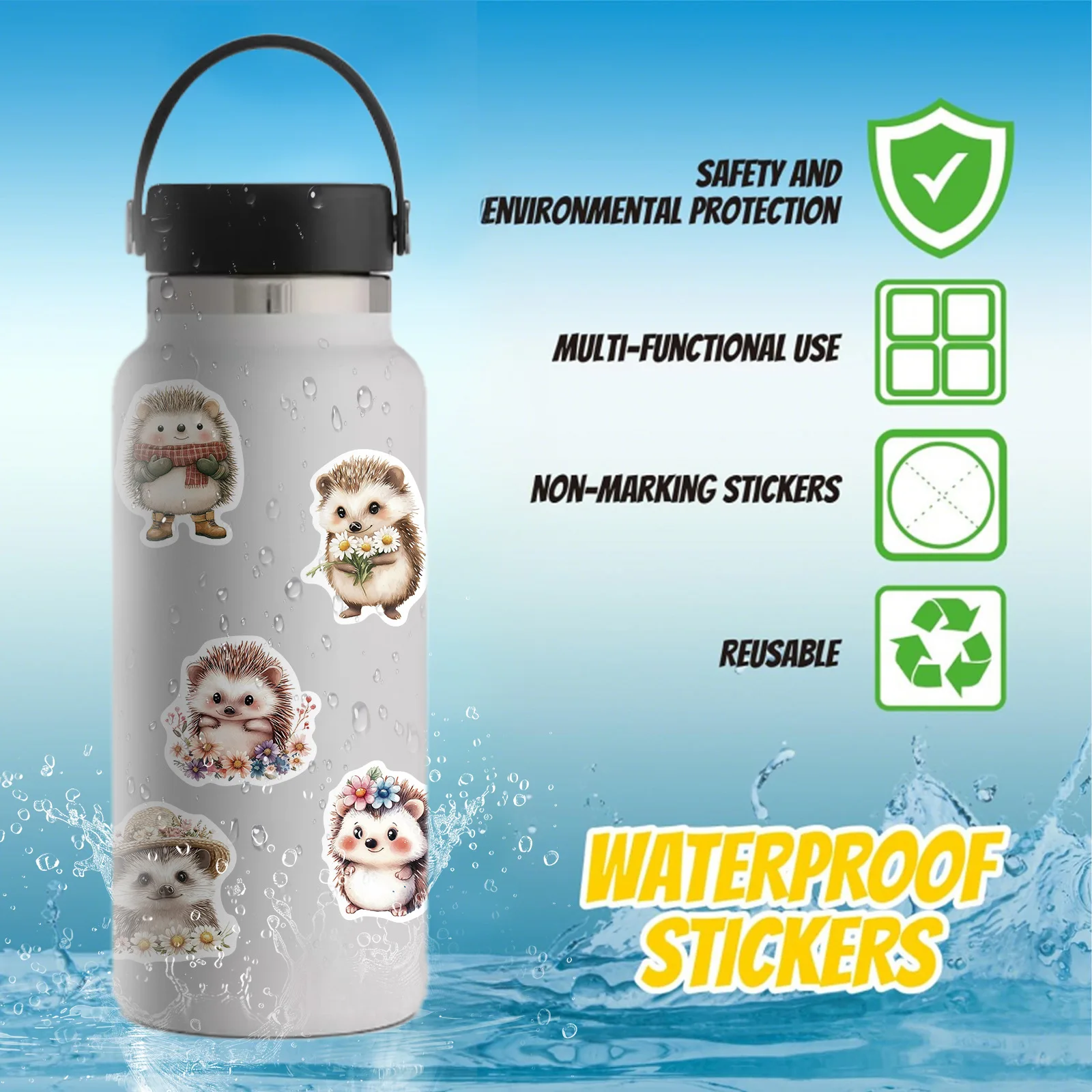 50pcs Hedgehog Animes Cartoon Animals Graffiti Stickers Phone Guitar Laptop Notebook Suitcase Cup Waterproof Sticker Decals Toys view 3
