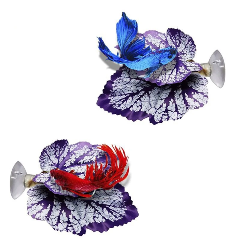 F92B Betta Fish Leaf Pad Hammock Simulating Habitat Resting Spot Fish Rest Bed Decor