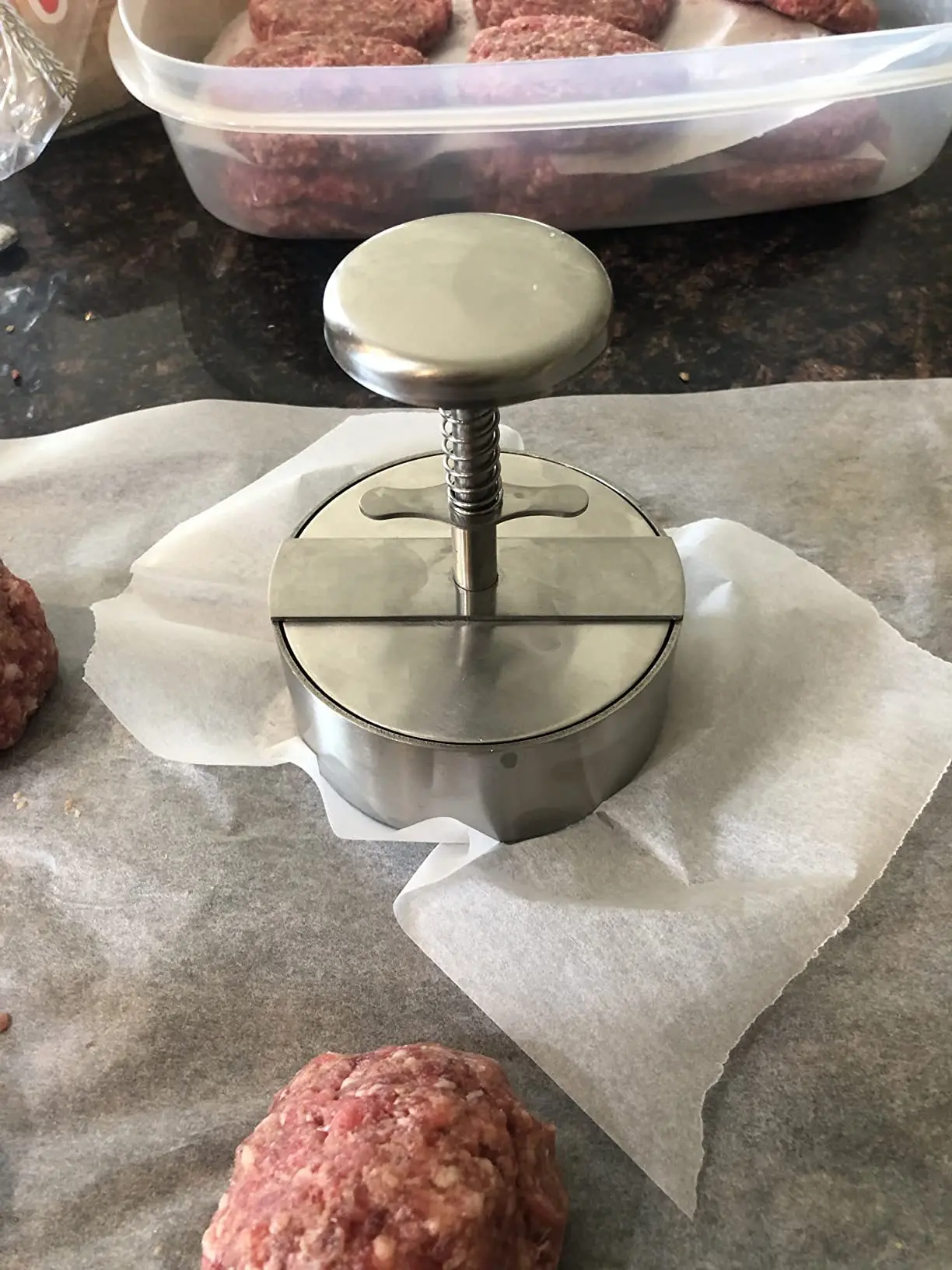 Hamburger-Fleischpresse aus Edelstahl 304, Burger-Patty-Maker-Form, manuelles Kuchen, Grill, Fleischwerkzeug, Rindfleisch, Schweinefleisch, Reispresse, Herstellung von Formen – Detail 9