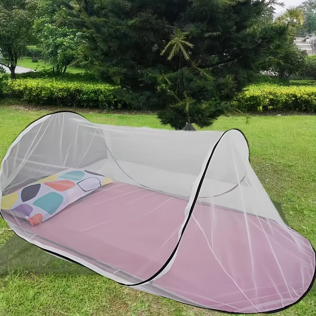 Versatile All-Season Mosquito Net for One | Easy-Fold, Zip-Up Entry, Universal Fit | No Installation, Durable Polyester