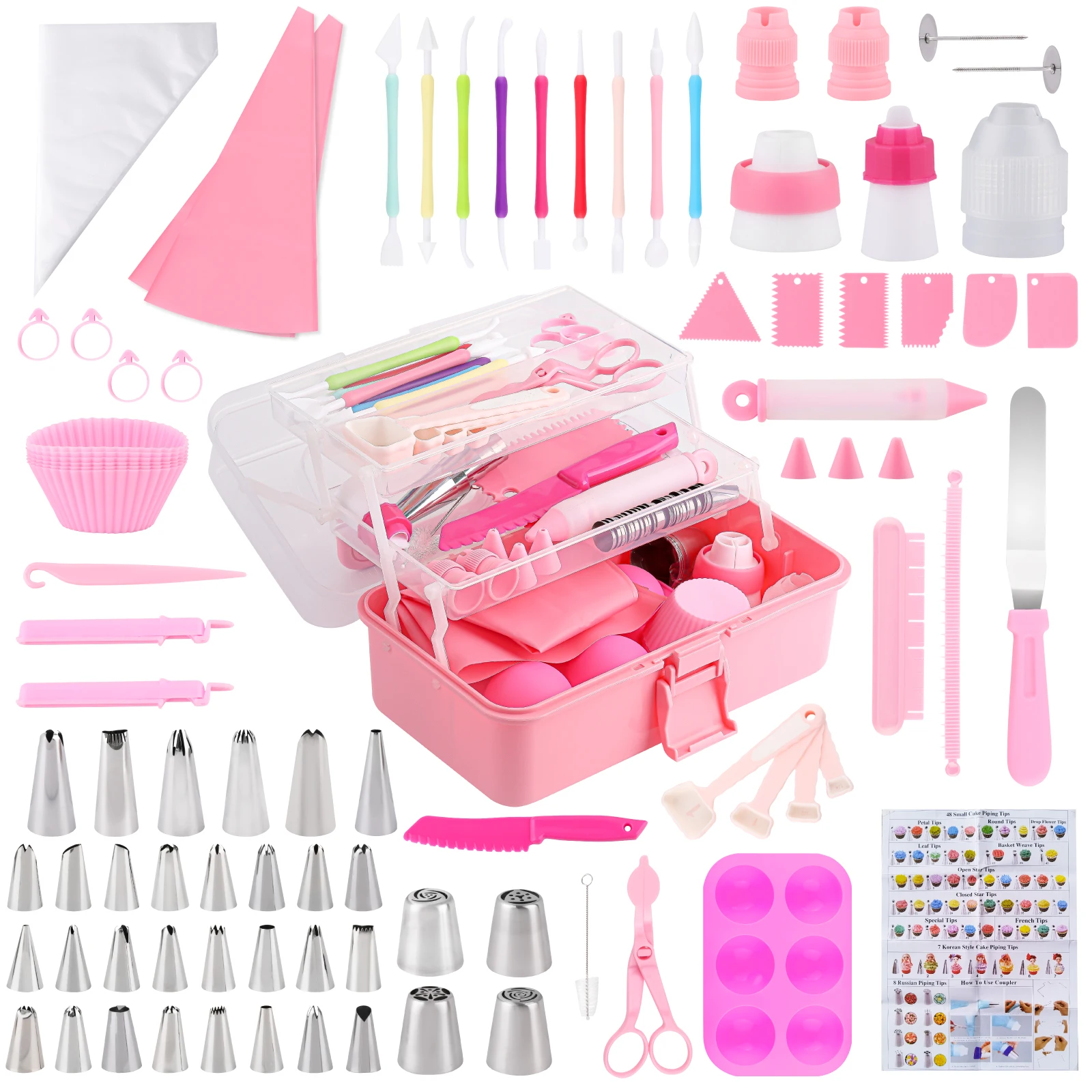 138Pcs Pink Cake Decorating Baking Set (Boxed)-Complete Cake Decorating Kit with Piping Tips, Tools & Accessories for Home Baker