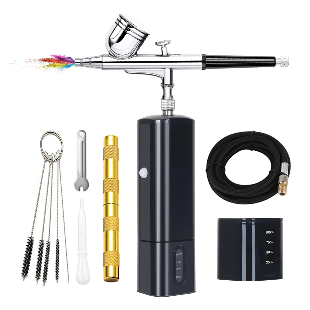 

Gravity Feed Airbrush Kit With Dual Action Compressor Cup Replaceable Pen For Beautiful Model Cake Paint Art Tattoo Barber