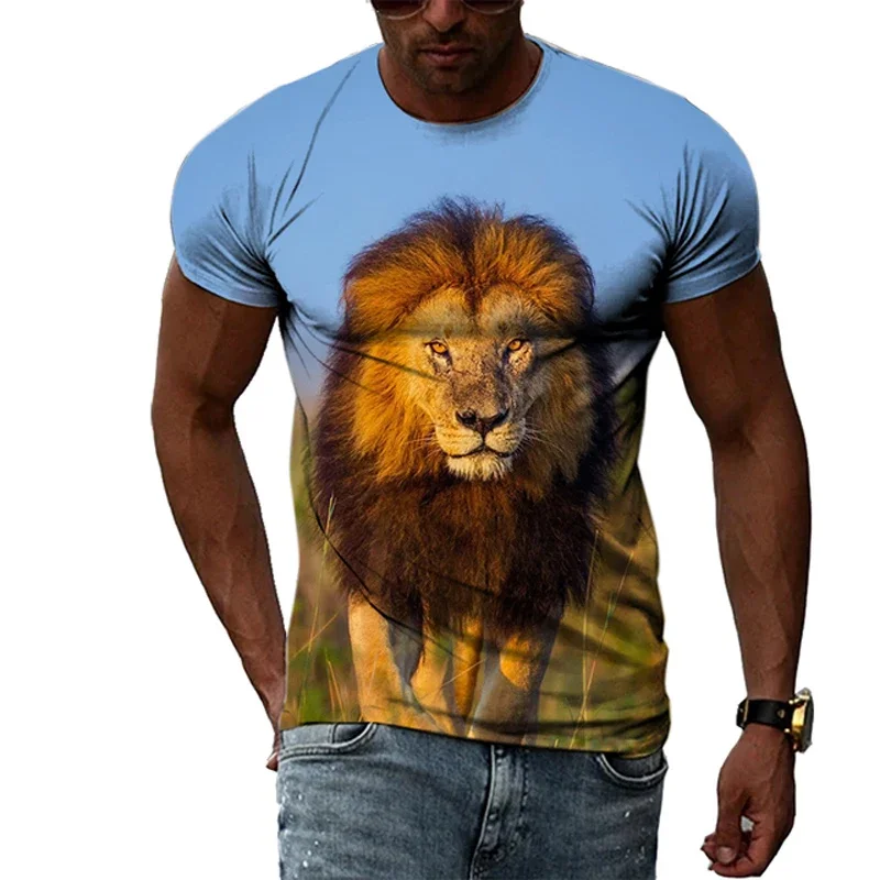 

Lion Summer Harajuku Design Fashion Men T shirt Hot Summer 3D All Over Printed Tee Tops shirts Unisex T shirt