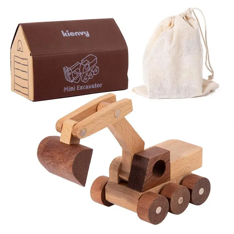 1Pcs Beech Wood Car Blocks Cartoon Excavator Educational Montessori Toy Children Ambulance Car Wooden Toys Birthday Gift