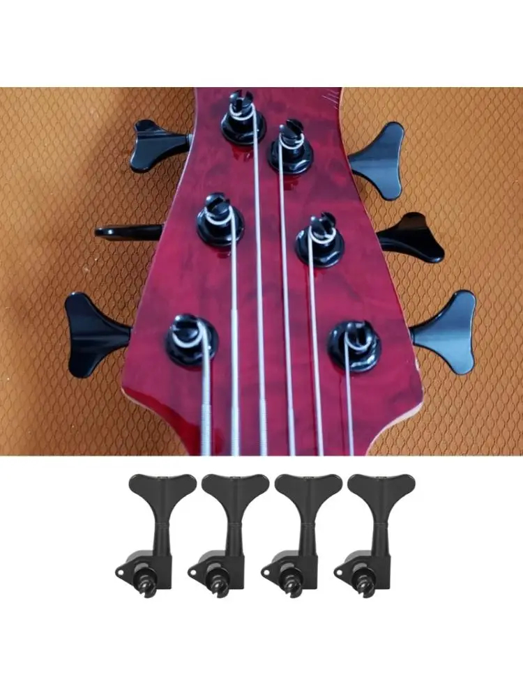 Q39E 4Pcs Black Bass Sealed Tuning Machine Head Knob Bass String Tuning Peg