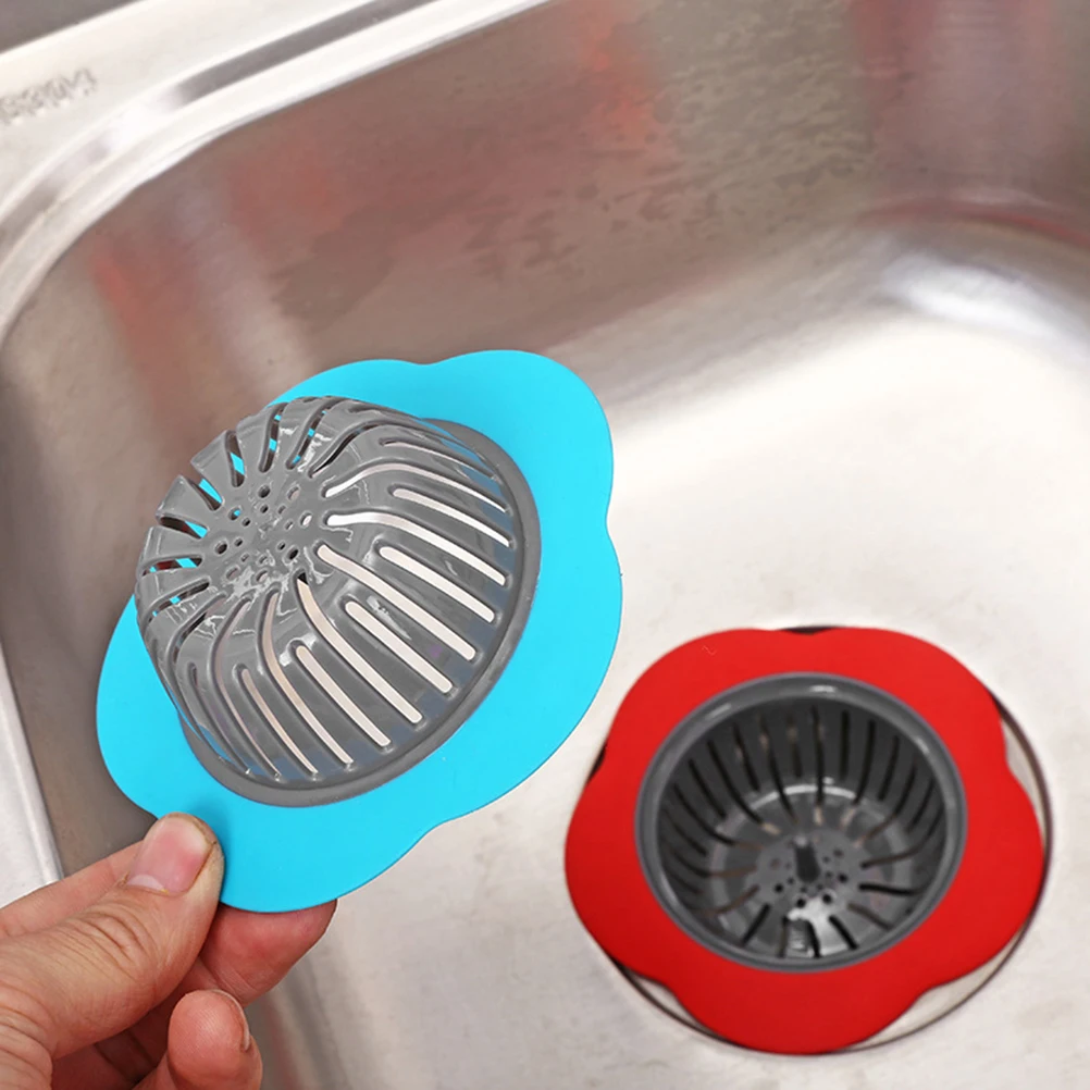 Red Flower Design Sink Strainer Premium Plastic Anti Blockage Filter for Kitchen Bathroom Sinks Garbage Disposal Drain Basket