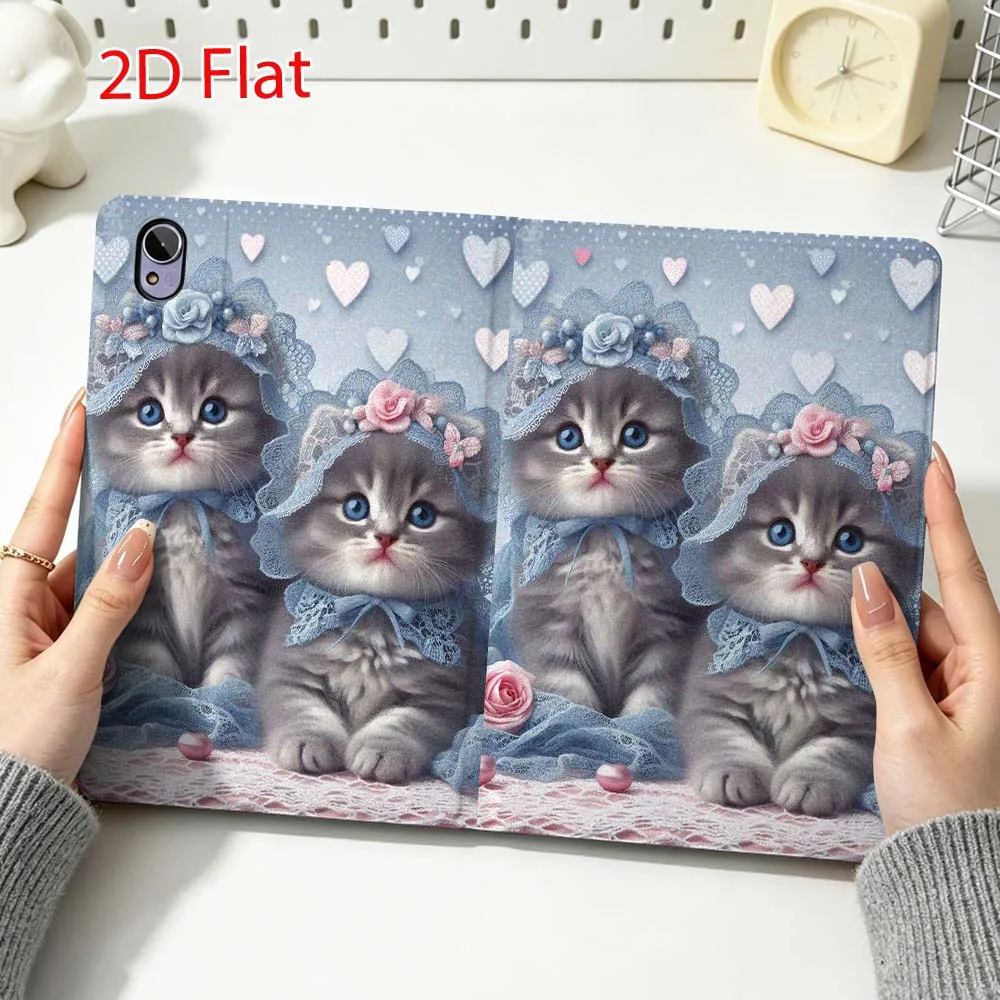 Cartoon Blue Kitten Heart Lace For Huawei MediaPad MatePad Honor Pro V6 9 V8 X9 12 X 13.3 SE 11 11.5 Inch Tablet Case Popular