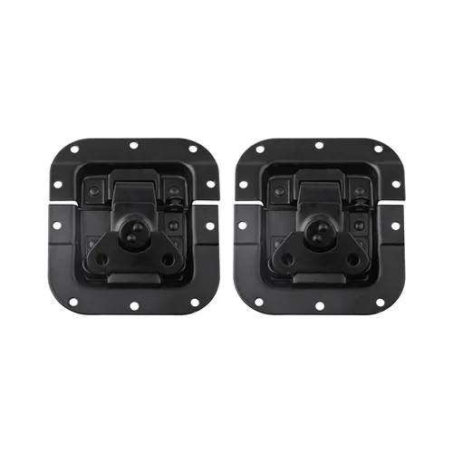 2 uds hebilla de pestillo de mariposa de Metal hebilla de bloqueo de caja de vuelo pestillo de caja de madera de gabinete empotrado con resorte negro