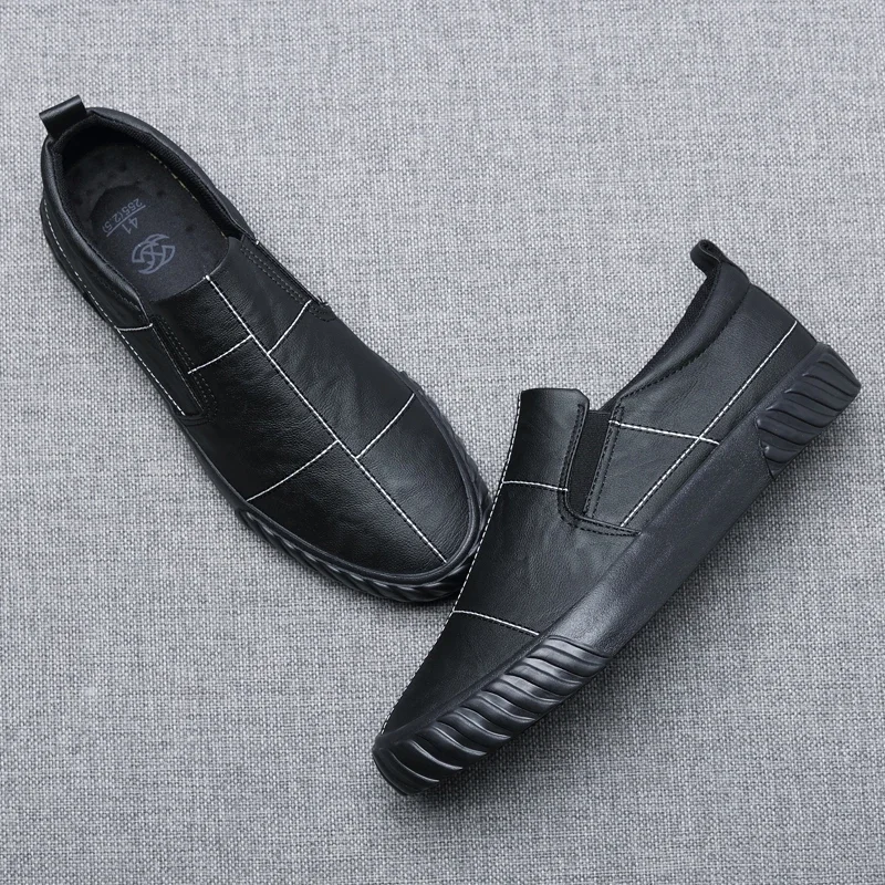 2024 Shoes for Men Leather Casual Shoes Spring New Designer Fashion Leisure Slip-on Loafers Flat Shoes