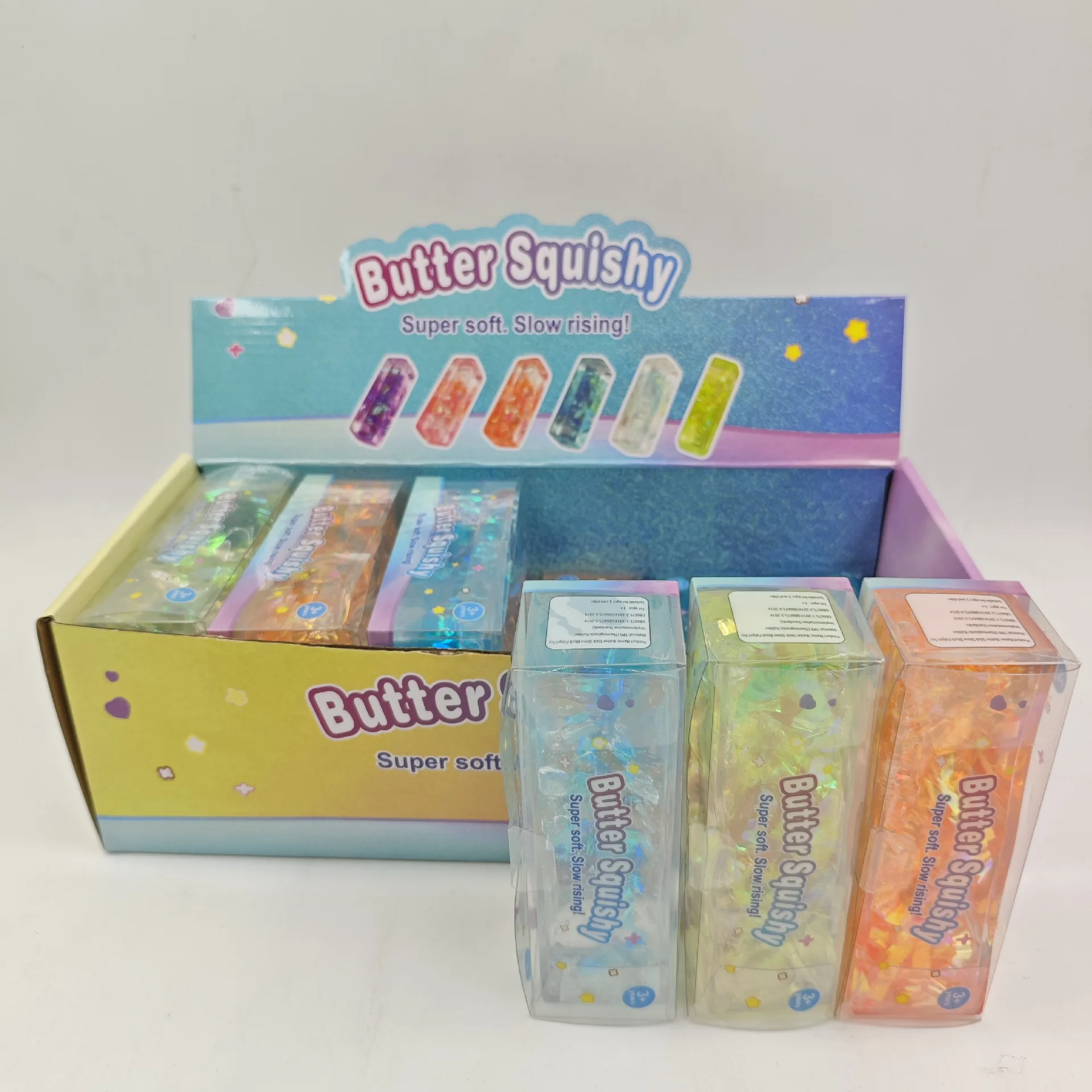 12PCS Vaseline Texture Colorful Ribbon Butter Stick Squishy Toy, Ultra Soft Slow Rebound Stress Relief Squeeze Fidget Toy