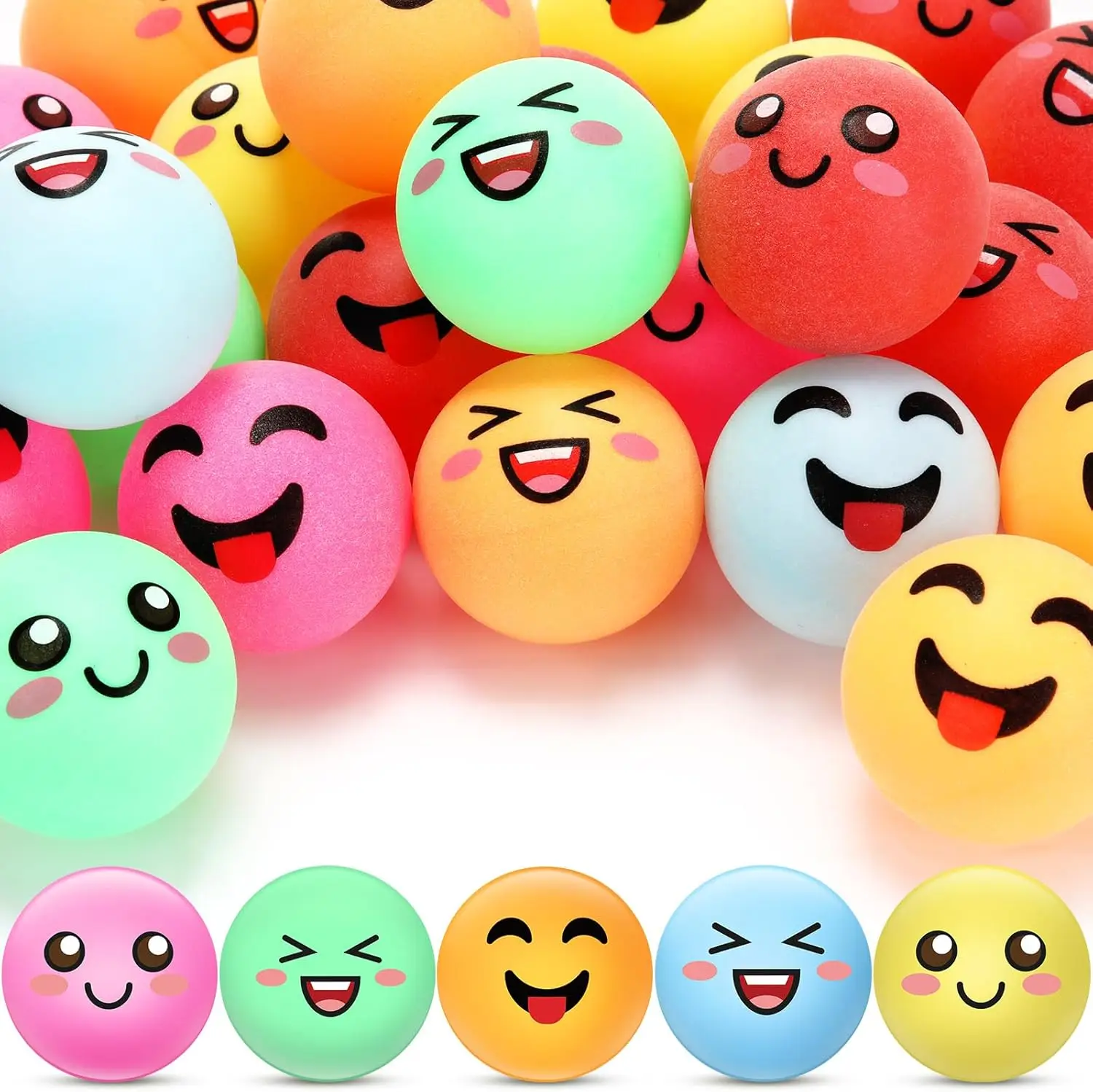 

24 PCS Novelty Face Table Tennis Balls with 3 Special Emotions, Cute Accessories for Golfers as Christmas Birthday Gifts