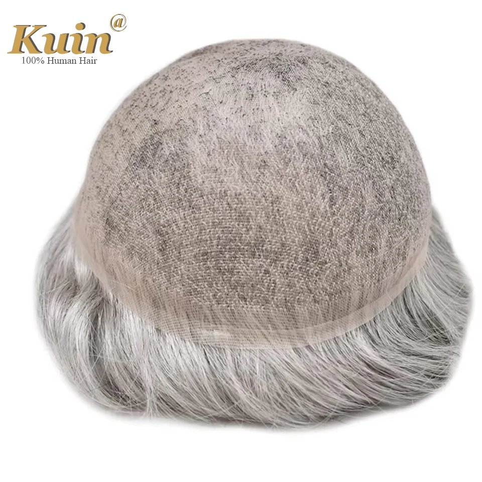 Swiss Full Lace Men Toupee Real Human Hair Wigs Front Bleach Hair Replacement Men Wig Breathable White Hair Men Prosthesis