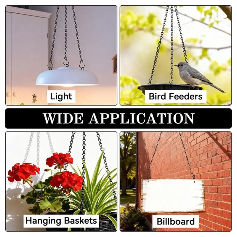 ABKY-Adjustable 4 Pack 24 Inch Metal For Hanging Basket Chain With Hooks, Flower Pot Planter Chain For Hanging Plants Outdoor