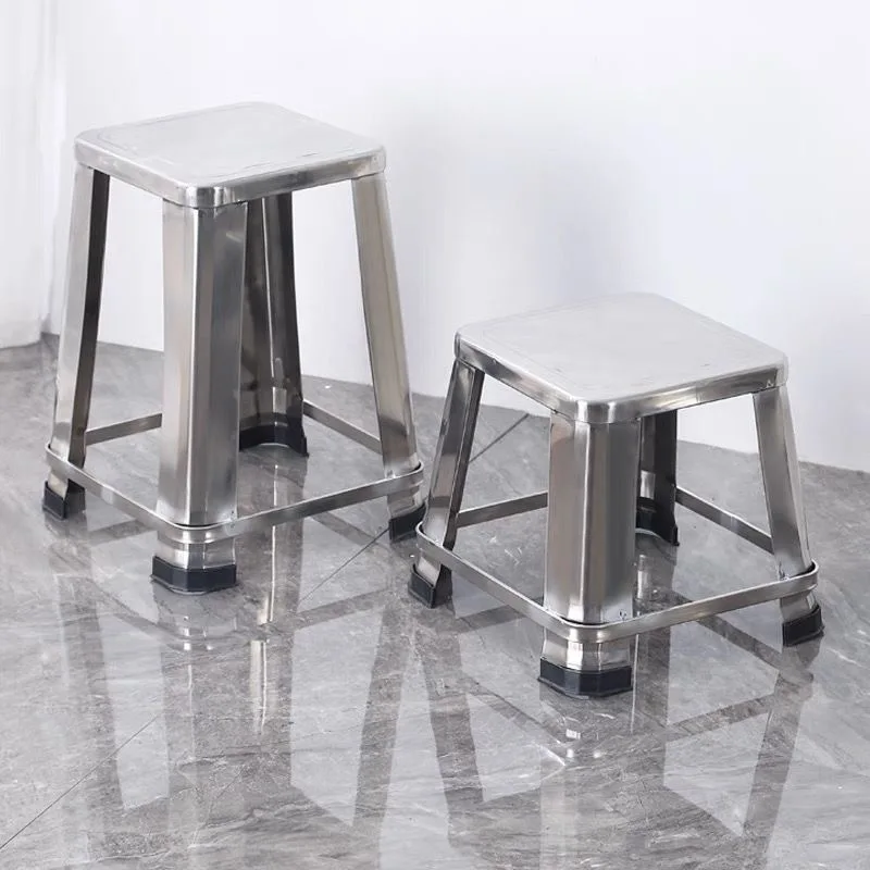 304 Stainless Steel Square Stool Non-Slip Bathroom Shower Chair Stackable Space-Saving Kitchen Seat for Modern Home Furniture