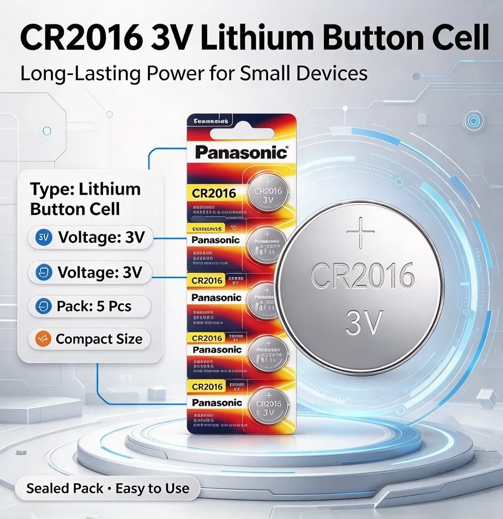 PANASONIC CR2016 3V Lithium Coin Battery 5-50PCS DL2016 ECR2016 Button Cell for Watch Calculator Clock Remote Controller