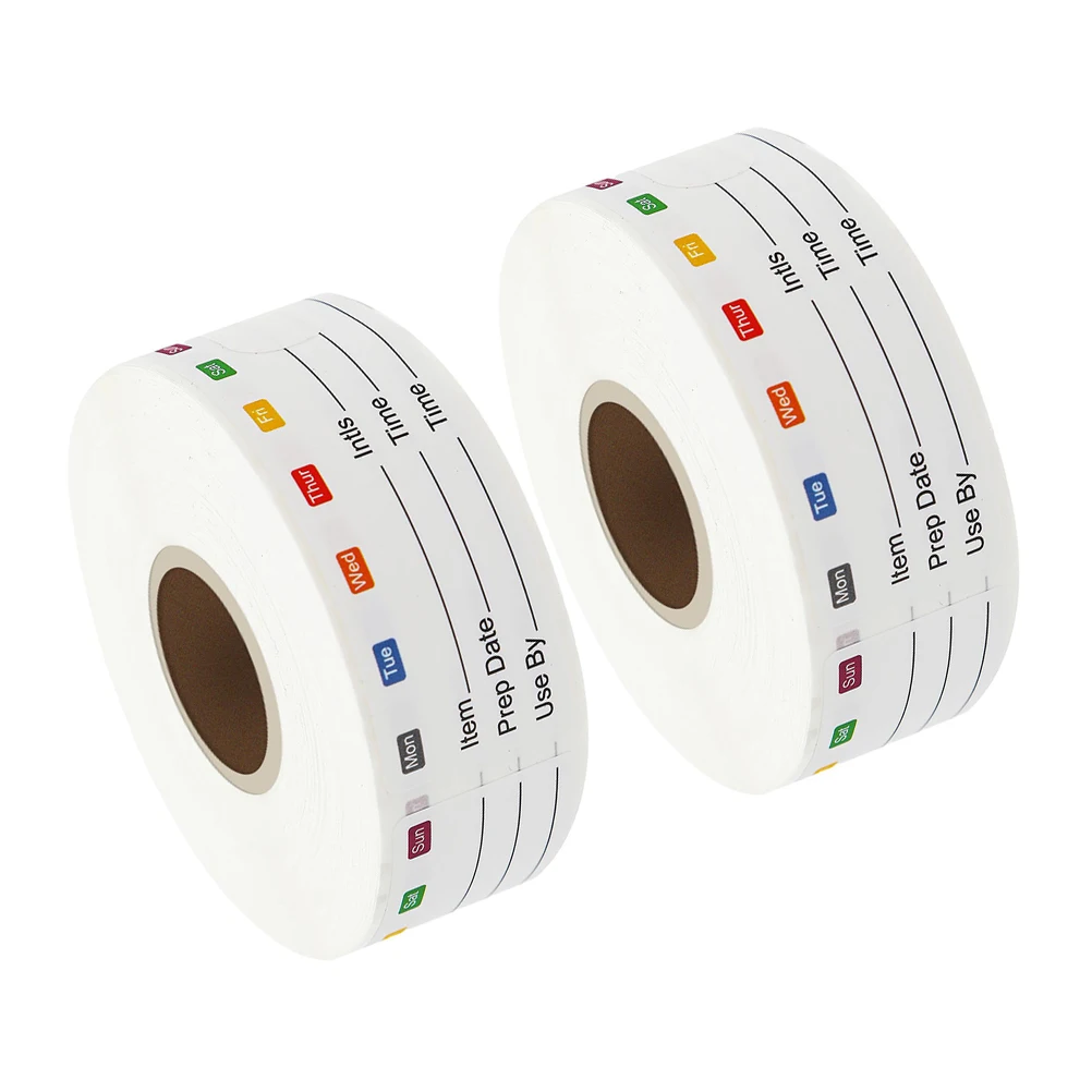 

2 Rolls Date Label Sticker Food Container Labels Cold Storage Stickers for Labeling Synthetic Paper