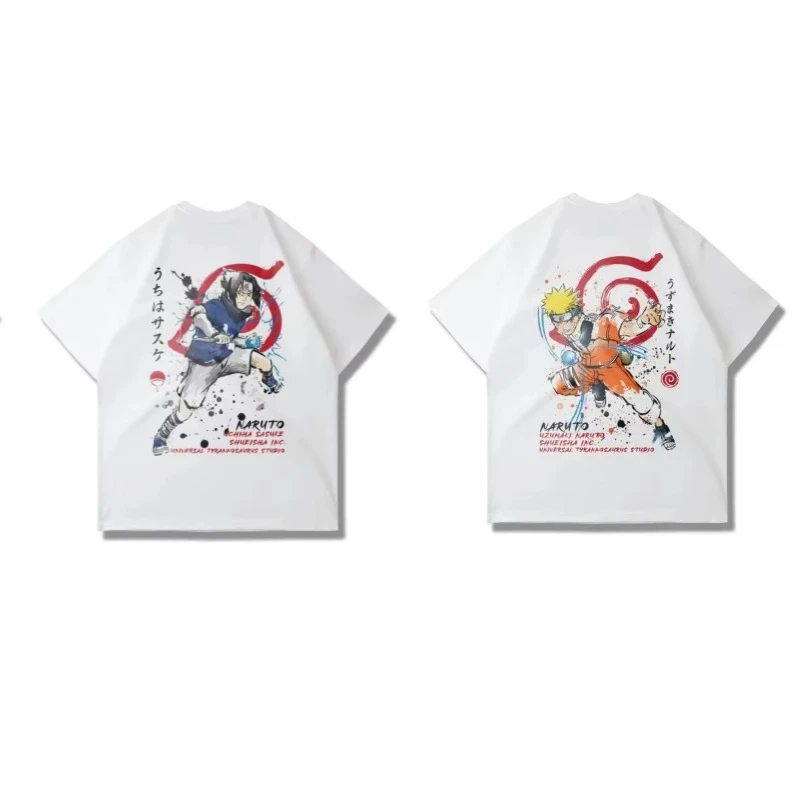 

Летние японские анимационные Наруто NewSasuke и Наруто, мужские и женские футболки с короткими рукавами, модные повседневные топы из чистого хлопка