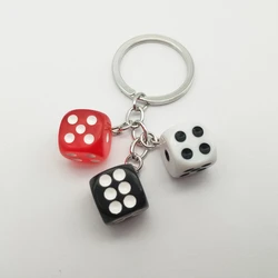 Black and White Dice keychain , Tiny Dangling Dice , lucky Dice Dangle keychain , Poker Party , Casino Theme Good Luck keychain