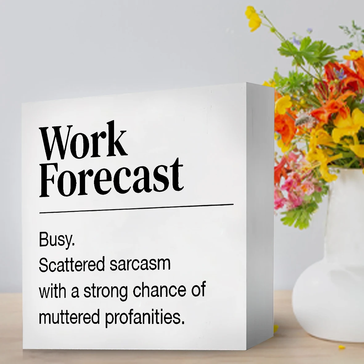 [علامة خشبية مضحكة] قطعة واحدة من لافتة خشبية لتوقعات العمل المضحكة - اقتباس ساخر ليوم مشغول - ملحق مكتب مكتبي مزخرف