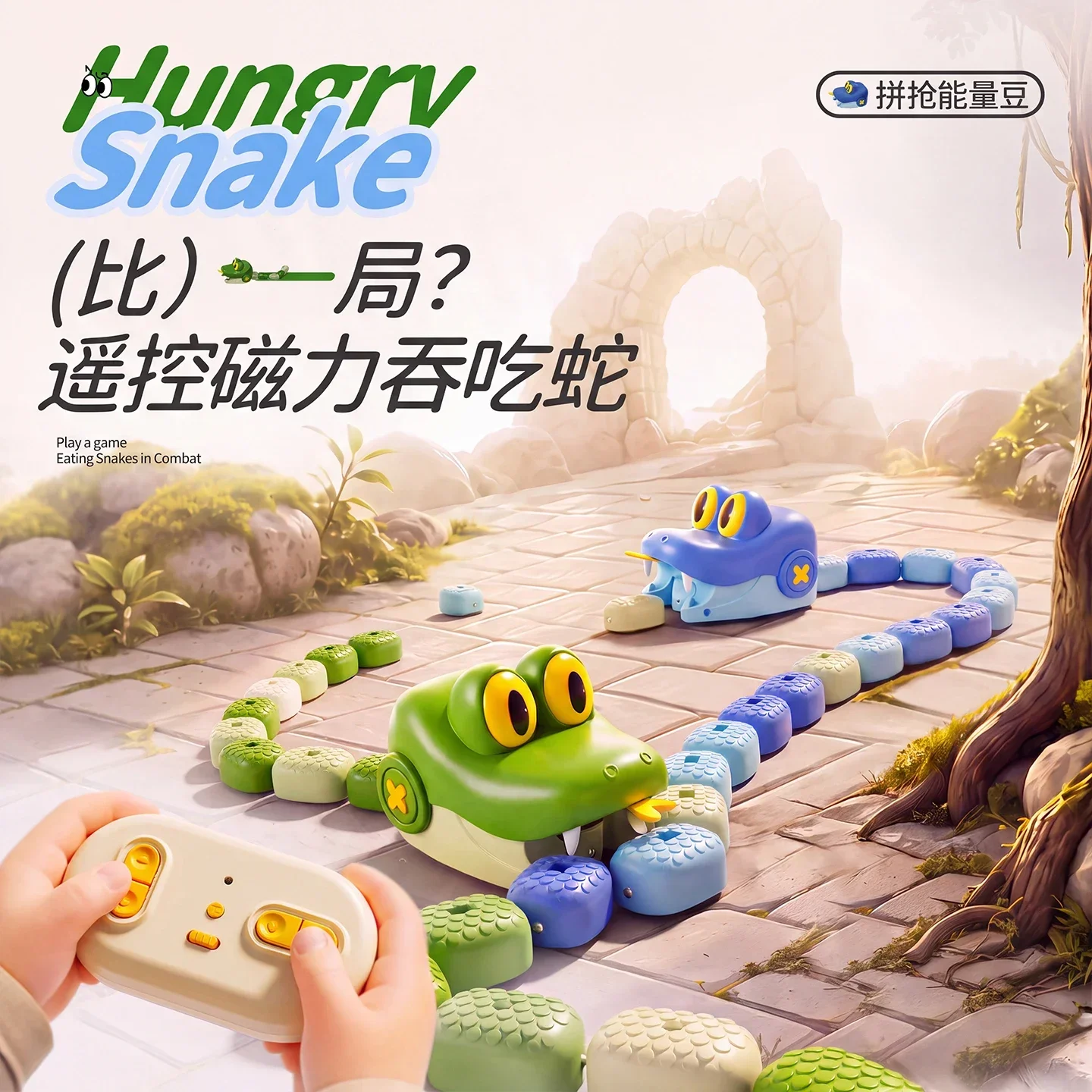 @Magnetic Hungry Snake RC Car Toy  Players Competitive Battle Greedy Snake Game Kids Funny Play Toy Birthday Gift for Boys Girls