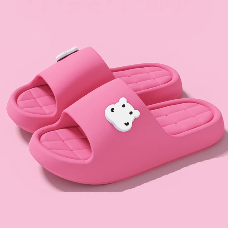 

Summer Cartoon Bear Indoor Slippers for Women Lightweight Soft EVA Slides Woman Comfortable Home Bathroom Non Slip Slippers