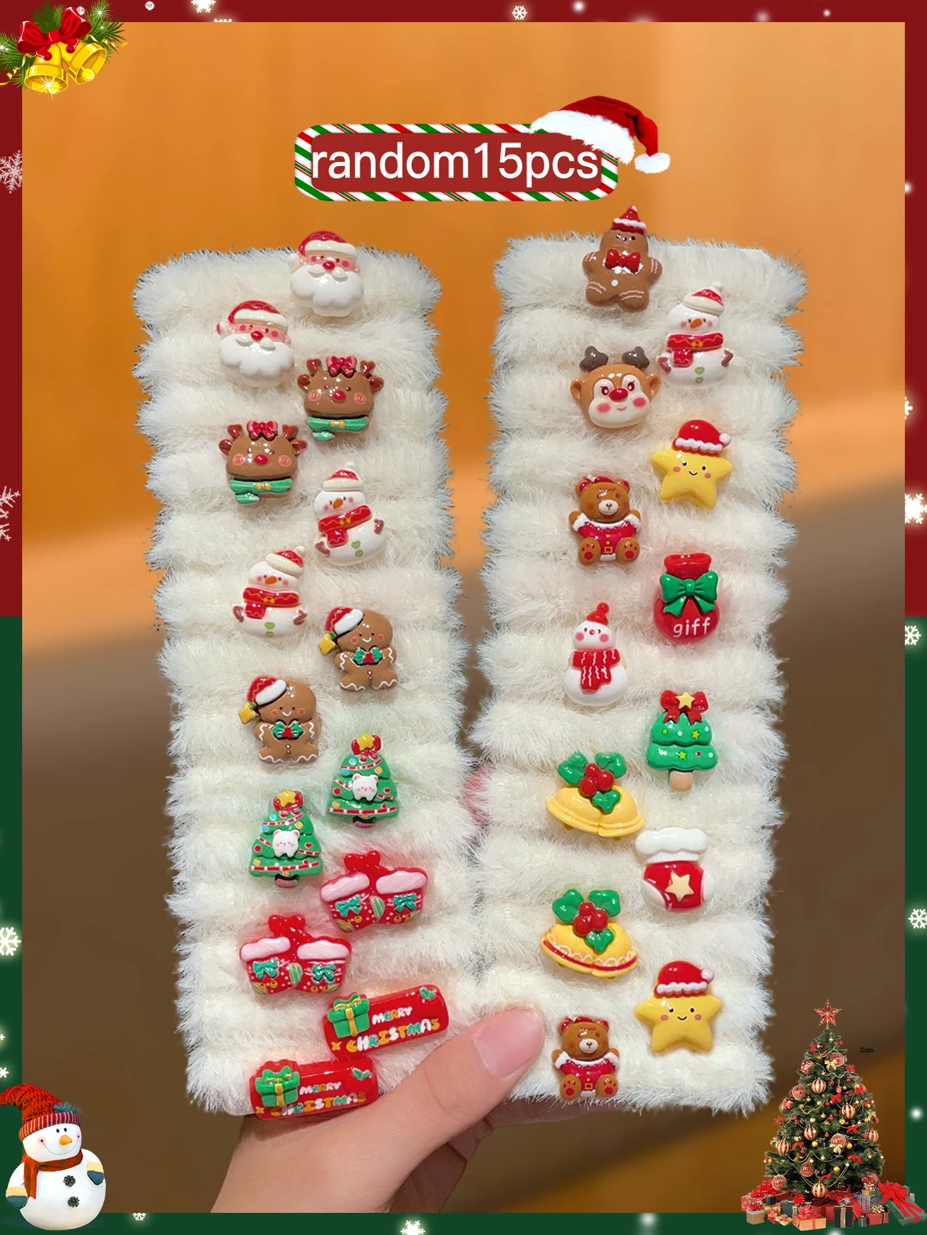 من المألوف أنيقة عشوائية 15 قطعة من إكسسوارات شعر عيد الميلاد للسيدات، أربطة شعر لطيفة للعب الأدوار، هدايا للنساء