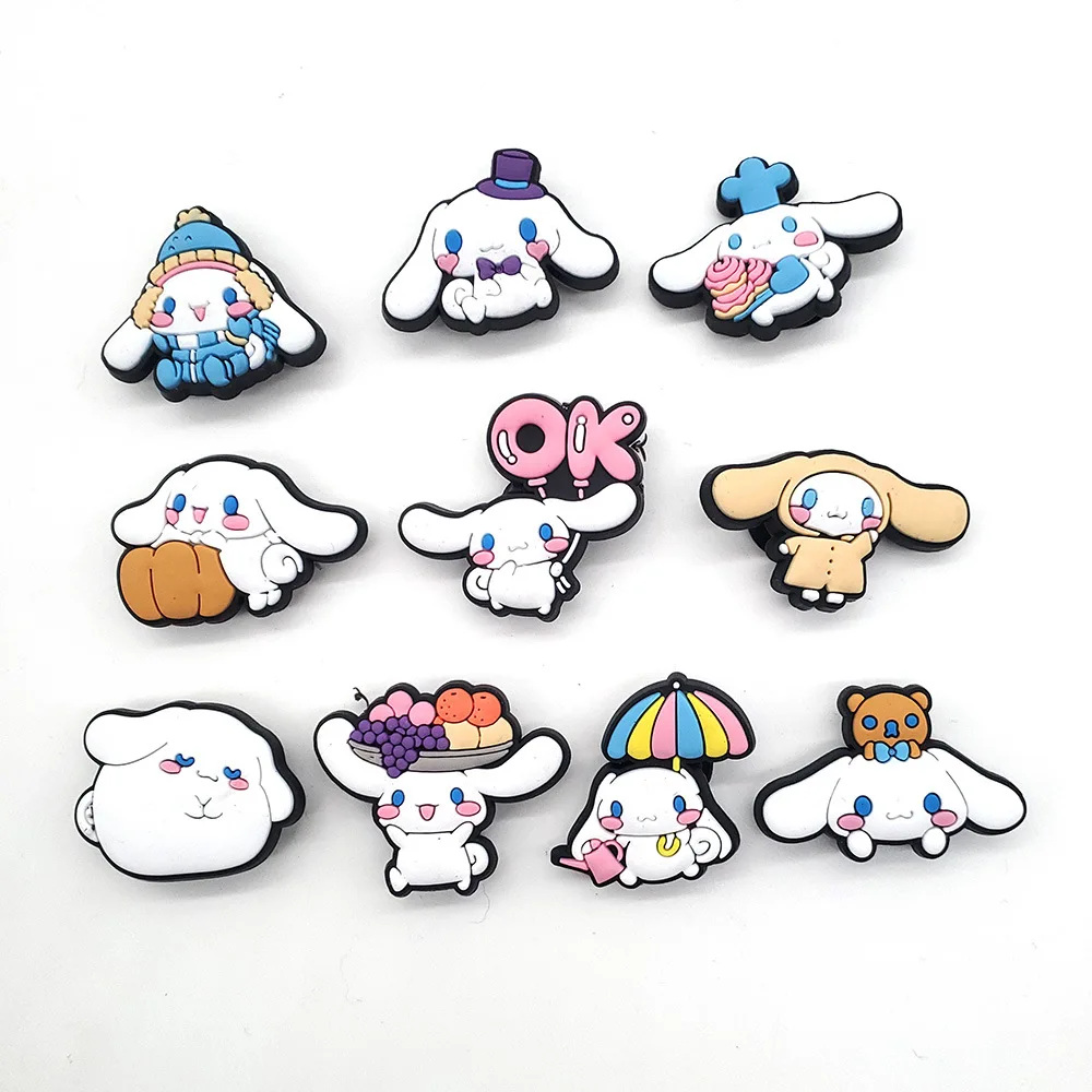 10pcs set Cinnamoroll Silicone for Shoe Charms Cute Puppy Dessert Clog Decor Detachable DIY Footwear Ornaments Accessories