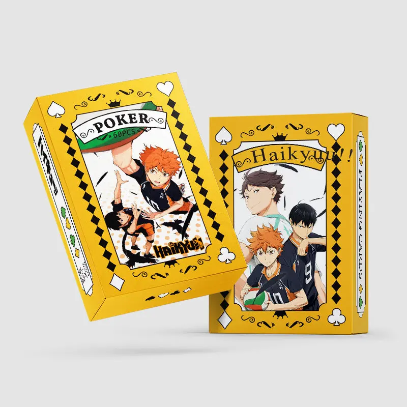 Anime poker brinquedo haikyuu cartas de jogo de tabuleiro hinata shyouyou kageyama tobio cosplay capa dura presente de coleção