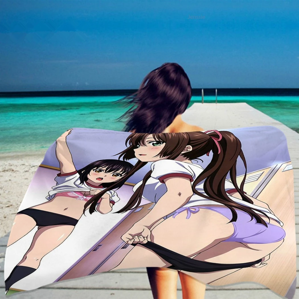 Sexy Girls Bath Towel Japan Anime Shower Towel Dry Towel Beach Towel Kawaii Bikini Lady Rectangular Absorbent Beach Towel